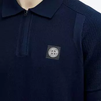 Stone Island Трикотажная рубашка-поло из мягкого хлопка, синий
