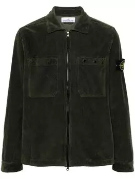 Stone Island вельветовая куртка-рубашка с значком компаса, зеленый