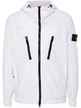 Stone Island ветровка с капюшоном и нашивкой Compass, белый