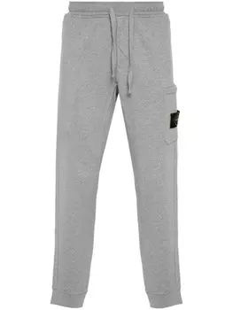 Stone Island зауженные брюки из меланжа с логотипом Compass, серый