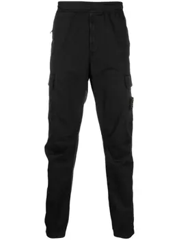 Stone Island зауженные брюки с нашивкой-логотипом, черный