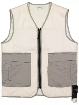 Stone Island жилет из саржевого переплетения с логотипом, нейтральный цвет