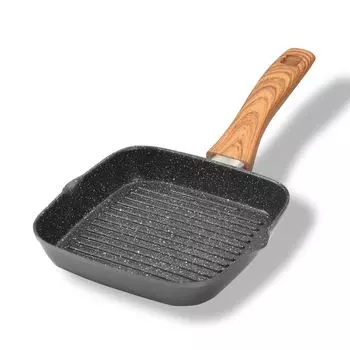 STONELINE Сковорода для гриля Back to Nature 16 x 16 см, с 2 носиками, подходит для индукционной плиты и духовки