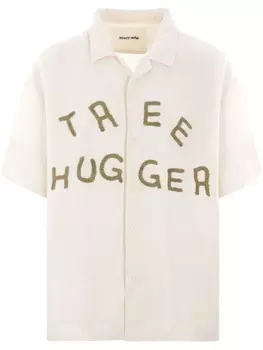 STORY mfg. рубашка Greetings с аппликацией, нейтральный цвет