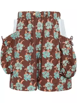 STORY mfg. шорты из органического хлопка с цветочным принтом, коричневый