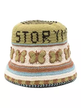 STORY производитель. Панама с вышитыми бабочками STORY mfg., зеленый