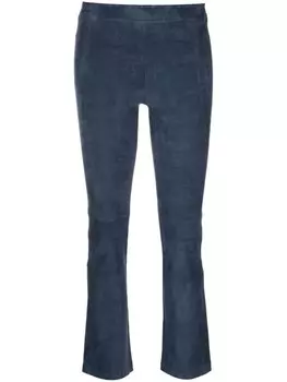 Stouls укороченные кожаные брюки с эффектом потертости, синий