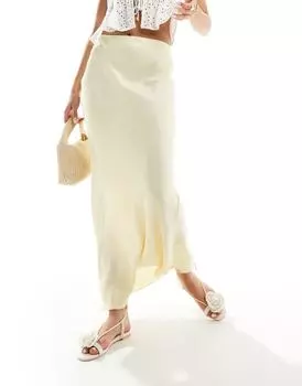 Stradivarius — Асимметричная юбка-миди из атласа пахты