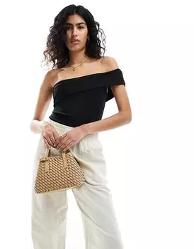 Stradivarius – Асимметричное боди черного цвета