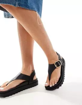 Stradivarius – черные шлепанцы с декоративной пряжкой