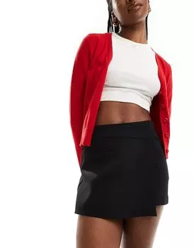 Stradivarius — Черные строгие брюки-кюлоты с запахом
