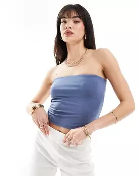 Stradivarius – Синий топ-труба с воротником-бандо