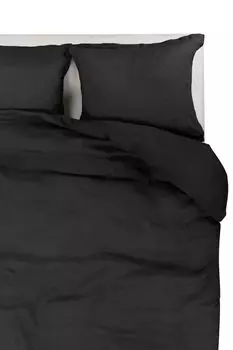 Страсть к льну | Роскошный пододеяльник Remy | Лен и хлопок-перкаль, размер: 155-220 см, цвет: черный Homelinen Labels