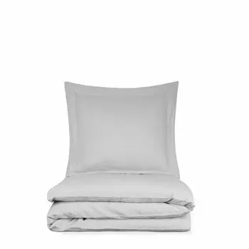 Страсть к льну | Роскошный пододеяльник Remy | Лен и перкаль хлопок, размер: 155-220 см, цвет: Облачно-серый Passion for Linen