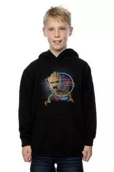 Стражи Галактики Неоновая толстовка с капюшоном Groot Marvel, черный