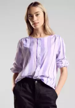 STREET ONE блузка с длинными рукавами и планкой на пуговицах, цвет Bellflower Lilac
