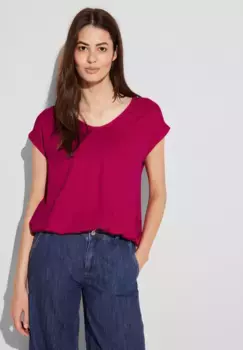 STREET ONE блузка с короткими рукавами и эластичным поясом, красный