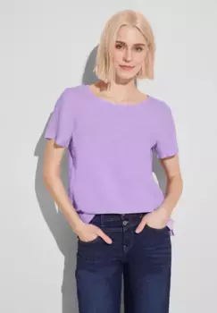 STREET ONE блузка с короткими рукавами, круглый вырез, цвет Smell Of Lavender