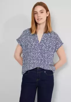 STREET ONE блузка с короткими рукавами, выполненная из мягкой вискозы, синий