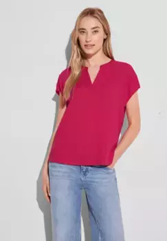 STREET ONE блузка с короткими рукавами, выполненная из мягкой вискозы, красный