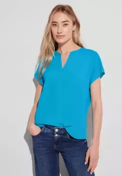 STREET ONE блузка с короткими рукавами, выполненная из мягкой вискозы, синий