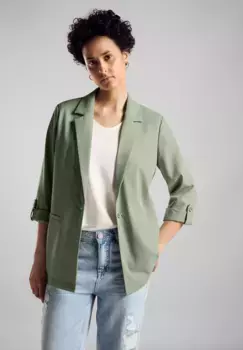 STREET ONE длинный блейзер со сборками на рукавах, зеленый