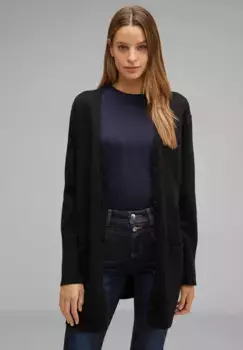STREET ONE длинный кардиган с планкой на пуговицах, черный