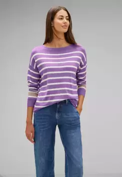 STREET ONE длинный свитер с вырезом-лодочкой, цвет Lupine Lilac