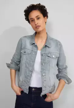 STREET ONE джинсовая куртка, без капюшона, с нагрудным карманом, цвет Stripe Soft Washed