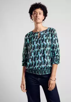 STREET ONE Классическая блузка из мягкой вискозы, зеленый