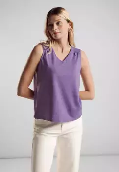 STREET ONE кружевной топ с рюшами на плечах, цвет Bellflower Lilac