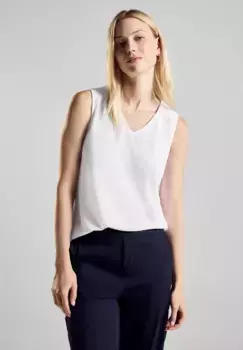 STREET ONE кружевной топ с рюшами на плечах, белый