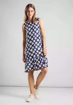 STREET ONE летнее платье с графическим узором, синий