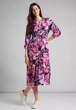 STREET ONE летнее платье с высоким воротником, цвет Magnolia Pink