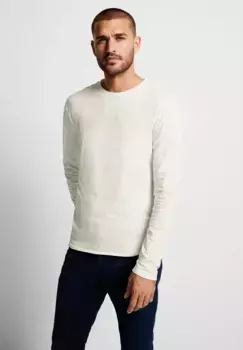 STREET ONE MEN рубашка с круглым вырезом, однотонная, белый