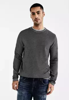STREET ONE MEN свитер с круглым вырезом, с круглым вырезом, цвет Carbon Grey Melange