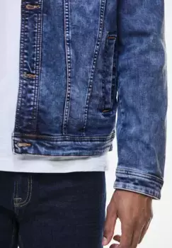 STREET ONE МУЖСКАЯ джинсовая куртка, без капюшона, с нагрудными карманами Street One Men, синий