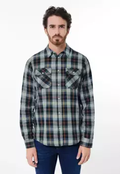 STREET ONE МУЖСКАЯ фланелевая рубашка с нагрудными карманами Street One Men, синий