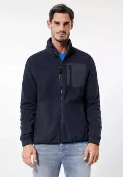 STREET ONE МУЖСКАЯ флисовая куртка без капюшона, однотонная Street One Men, синий