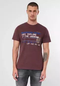 STREET ONE МУЖСКАЯ футболка, круглый вырез Street One Men, бордовый