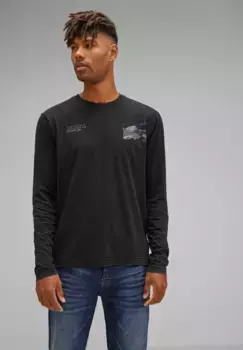 STREET ONE МУЖСКАЯ футболка с круглым вырезом Street One Men, черный