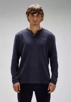 STREET ONE МУЖСКАЯ рубашка с длинными рукавами и декоративной планкой на пуговицах Street One Men, цвет Nightshadow Blue