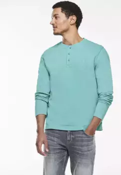 STREET ONE МУЖСКАЯ рубашка с длинными рукавами, однотонная Street One Men, цвет Aurora Turquoise