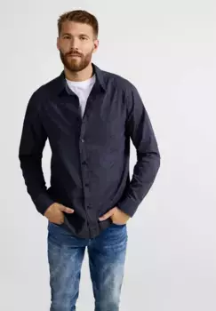 STREET ONE МУЖСКАЯ рубашка с длинными рукавами, из чистого хлопка Street One Men, цвет Nightshadow Blue