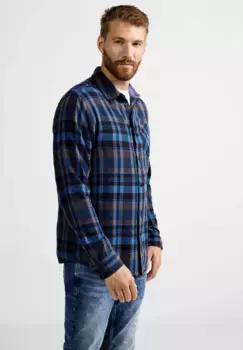 STREET ONE МУЖСКАЯ рубашка с длинными рукавами, клетчатый фасон Street One Men, цвет Nightshadow Blue
