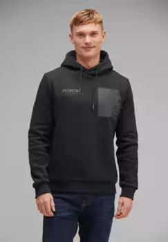 STREET ONE МУЖСКАЯ толстовка с капюшоном и капюшоном на шнурке Street One Men, черный