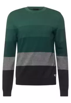 STREET ONE МУЖСКОЙ полосатый свитер с полосатым рисунком Street One Men, цвет Jungle Green