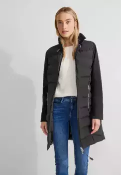 STREET ONE полупальто, с воротником стойкой, черный