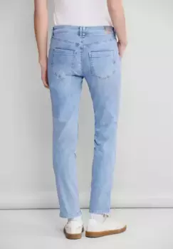 STREET ONE прямые джинсы, средняя талия, цвет Authentic Indigo Bleached
