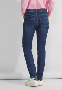 STREET ONE Прямые джинсы, завышенная талия, цвет Mid Indigo Random Wash